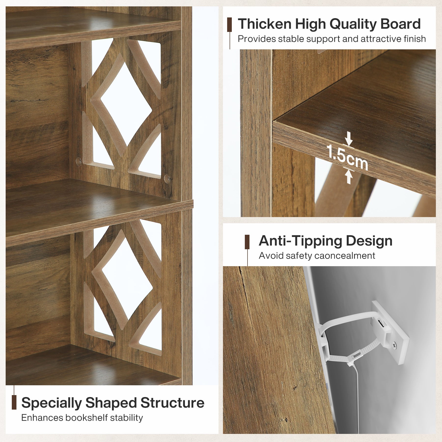 Tribesigns 190 cm Libreria, scaffale a 7 ripiani con ripiano espositivo aperto