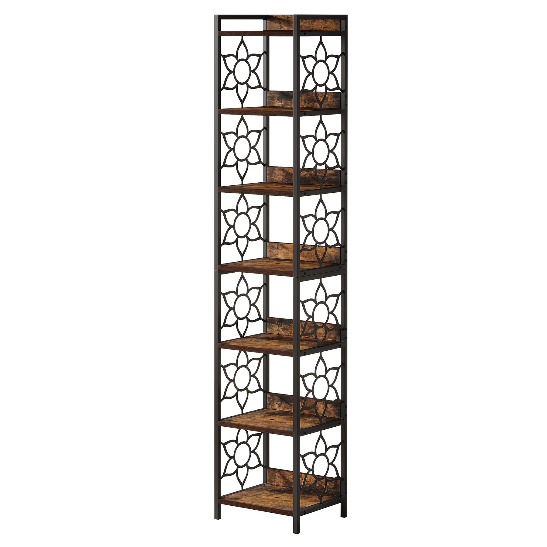 Tribesigns 200 cm Scaffale angolare, libreria industriale a 7 ripiani per soggiorno