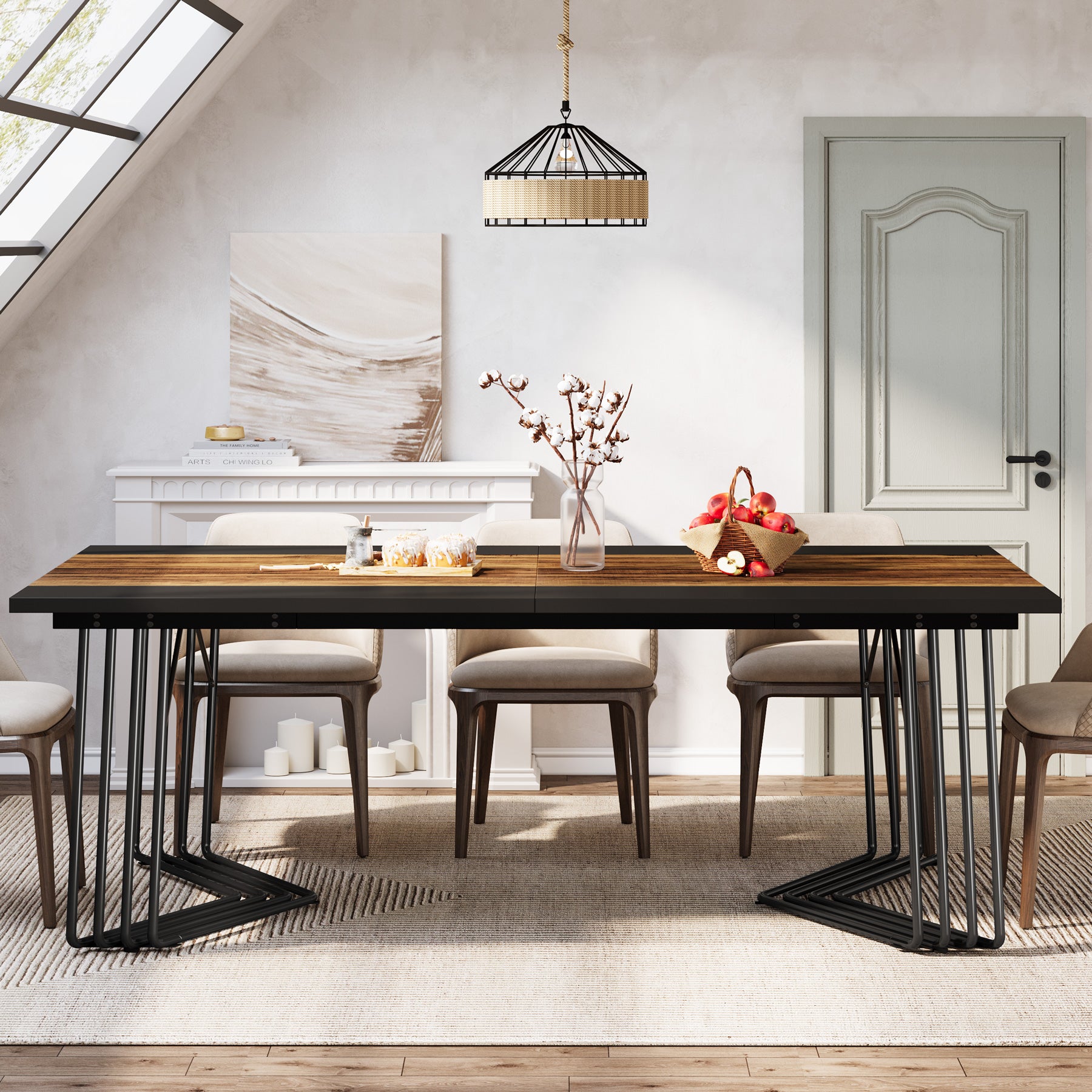 Tribesigns 200 cm Tavolo da pranzo, grande rettangolare tavolo da cucina per 8-10 persone