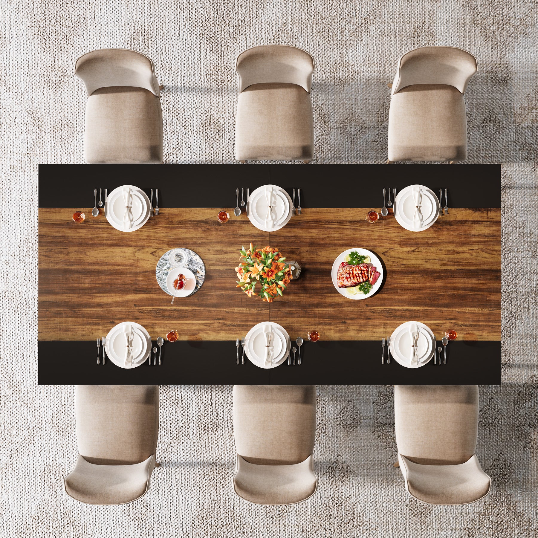 Tribesigns 200 cm Tavolo da pranzo, grande rettangolare tavolo da cucina per 8-10 persone