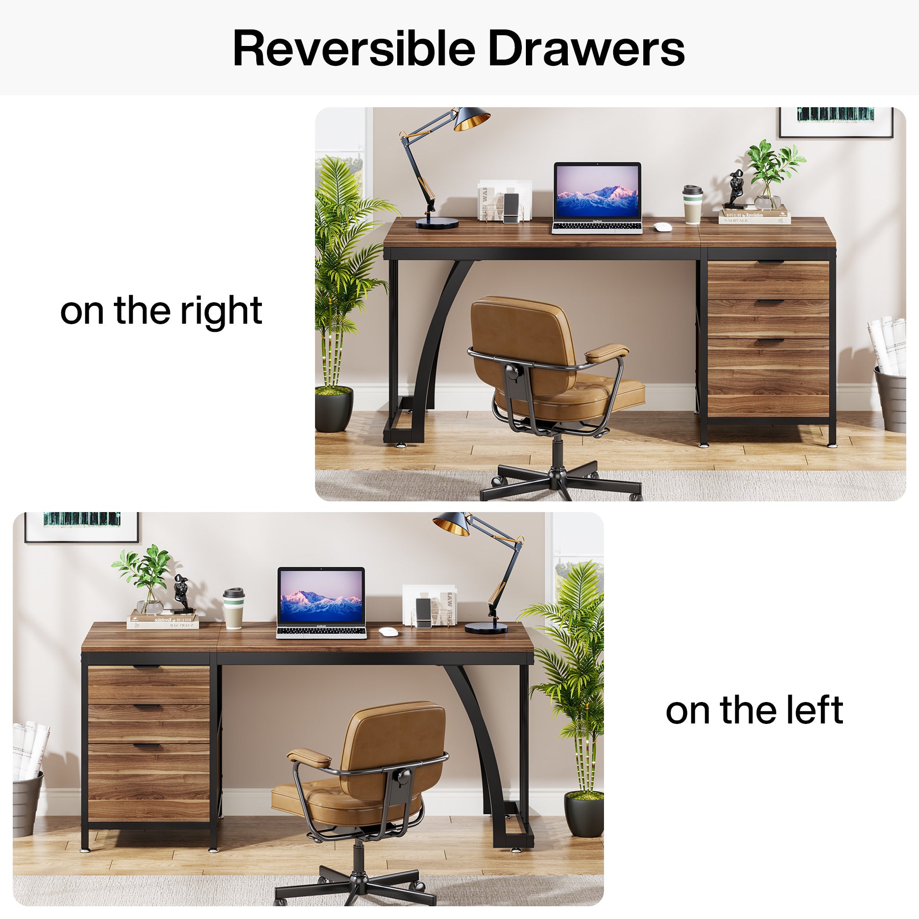 Tribesigns 59 pollici scrivania per computer, studio scrivania postazione di lavoro con 3 cassetti