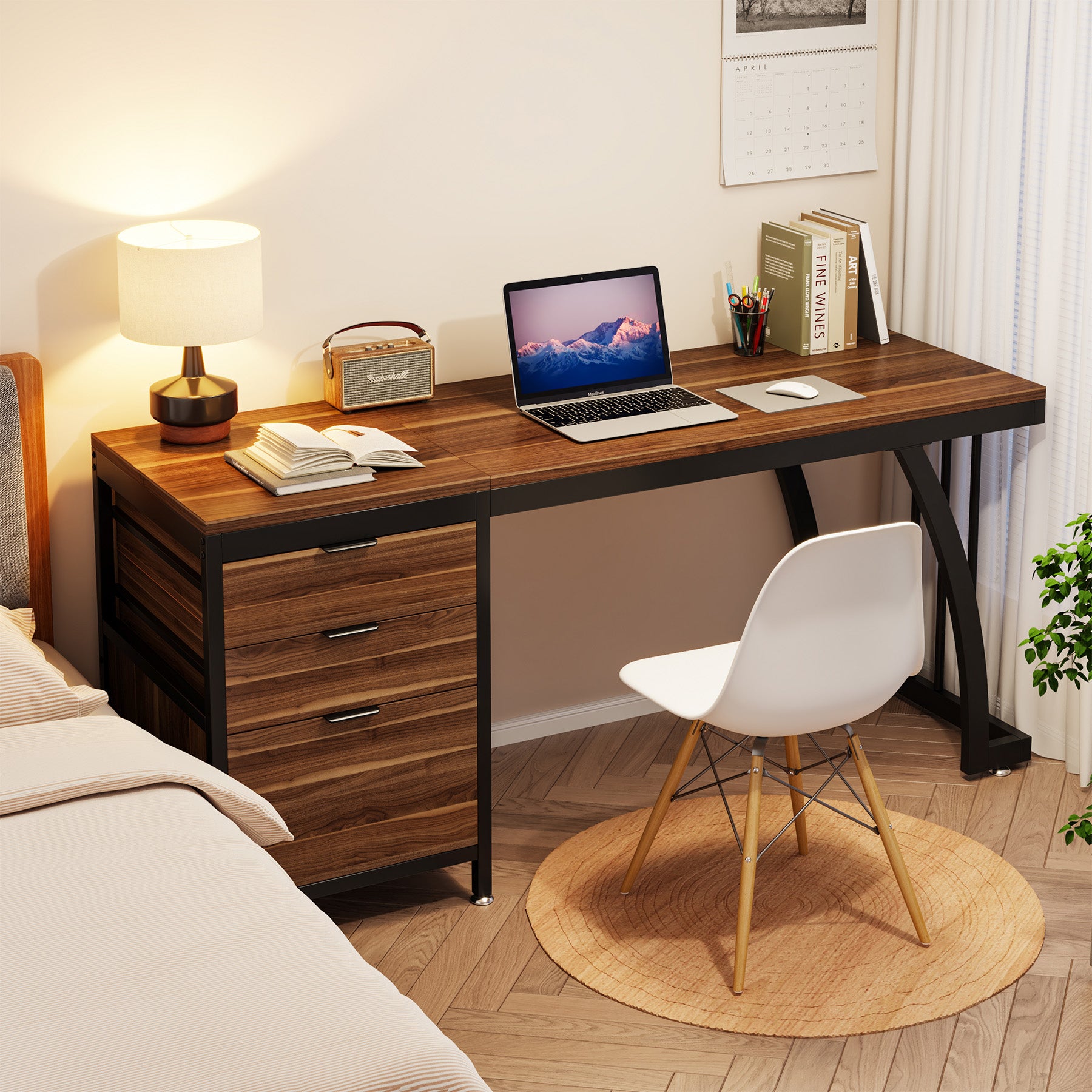 Tribesigns 59 pollici scrivania per computer, studio scrivania postazione di lavoro con 3 cassetti