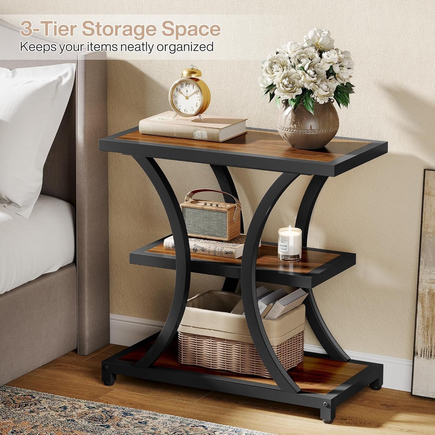 Tribesigns 60 cm Tavolino, tavolino a 3 livelli con design geometrico