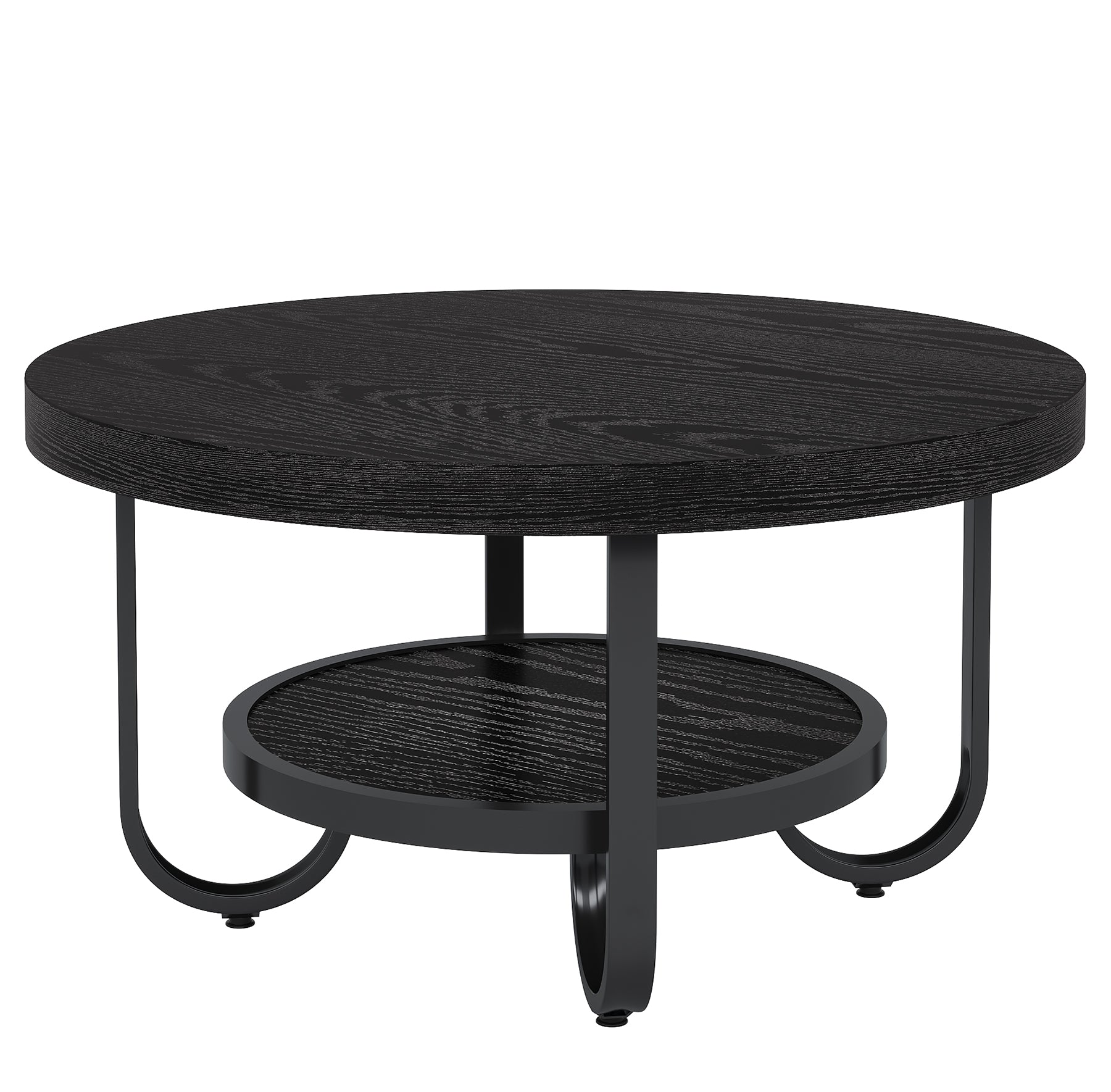Tribesigns 70 cm Tavolino rotondo, tavolino centrale tavolino da cocktail a 2 ripiani