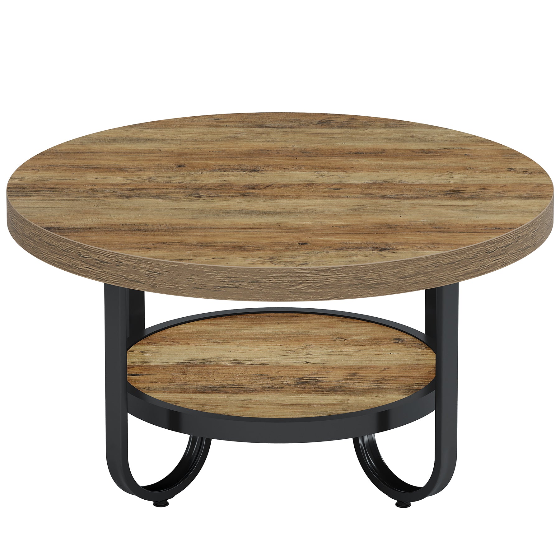 Tribesigns 70 cm Tavolino rotondo, tavolino centrale tavolino da cocktail a 2 ripiani
