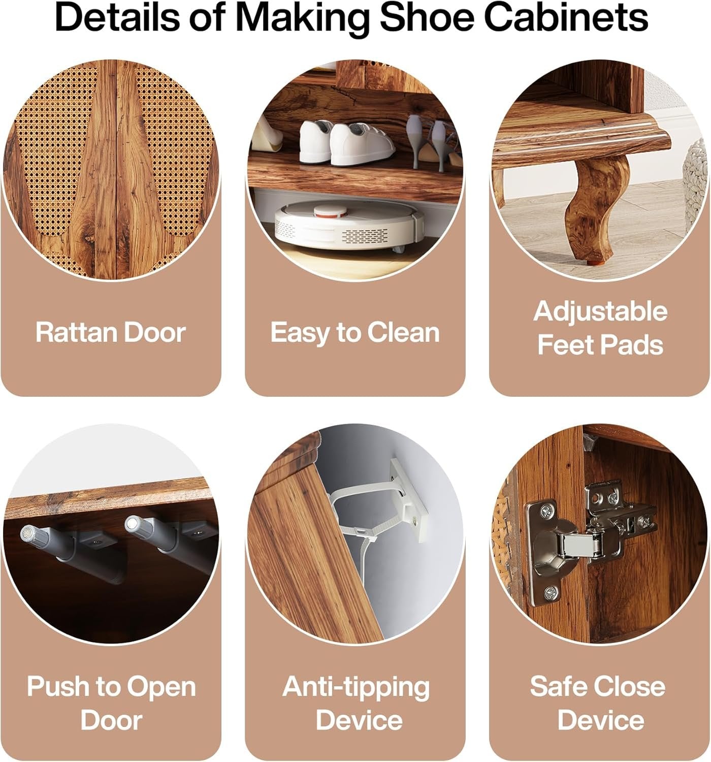 Tribesigns 75 cm Scarpiera, scarpiera stretta a 7 ripiani in rattan per 25 paia di scarpe