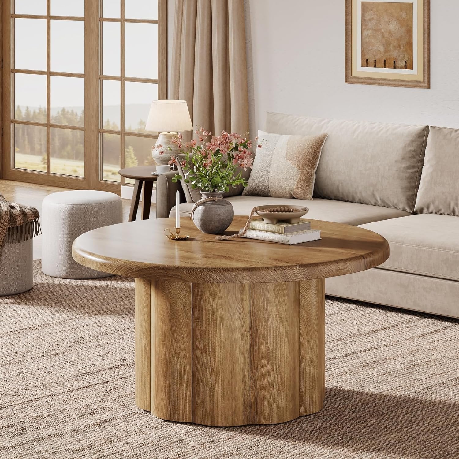 Tribesigns 80 cm Tavolino rotondo, tavolo da soggiorno con base robusta