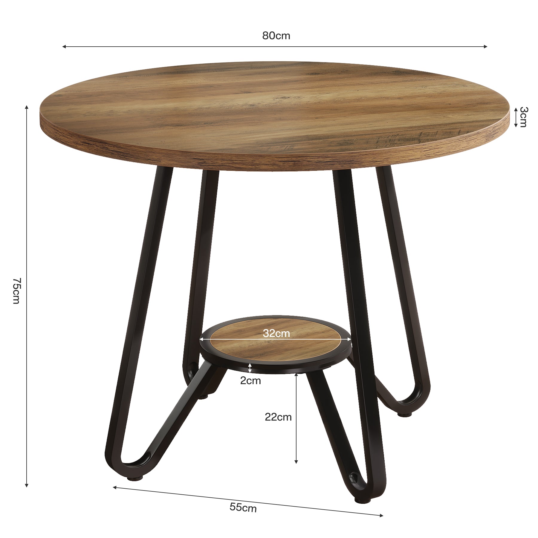 Tribesigns 80 cm Tavolo da Pranzo, Tavolo da Cucina Rotondo Tavolo da Caffè per 2-4