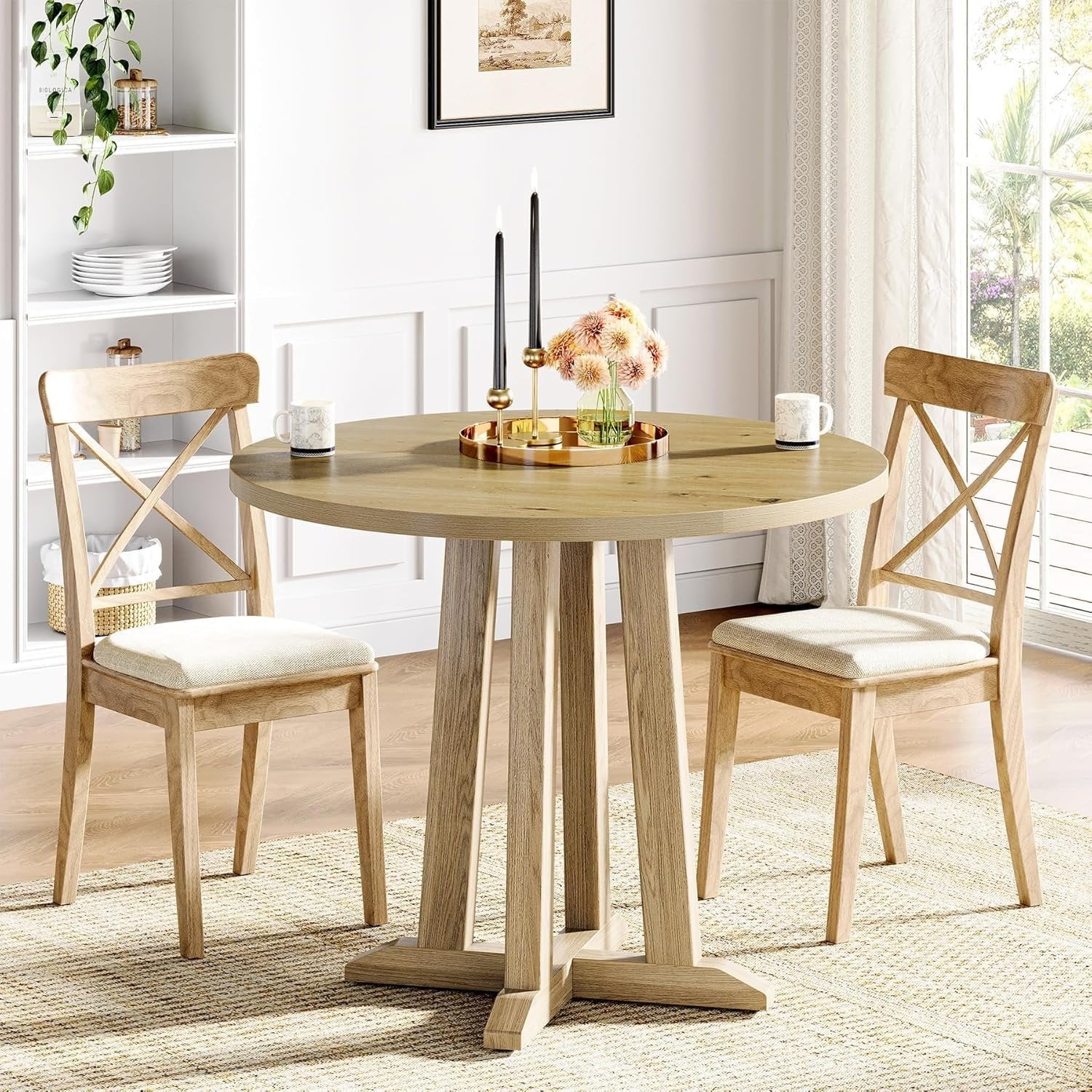 Tribesigns 80 cm Tavolo da pranzo, Tavolo da Cucina rotondo per 2-4 Persone