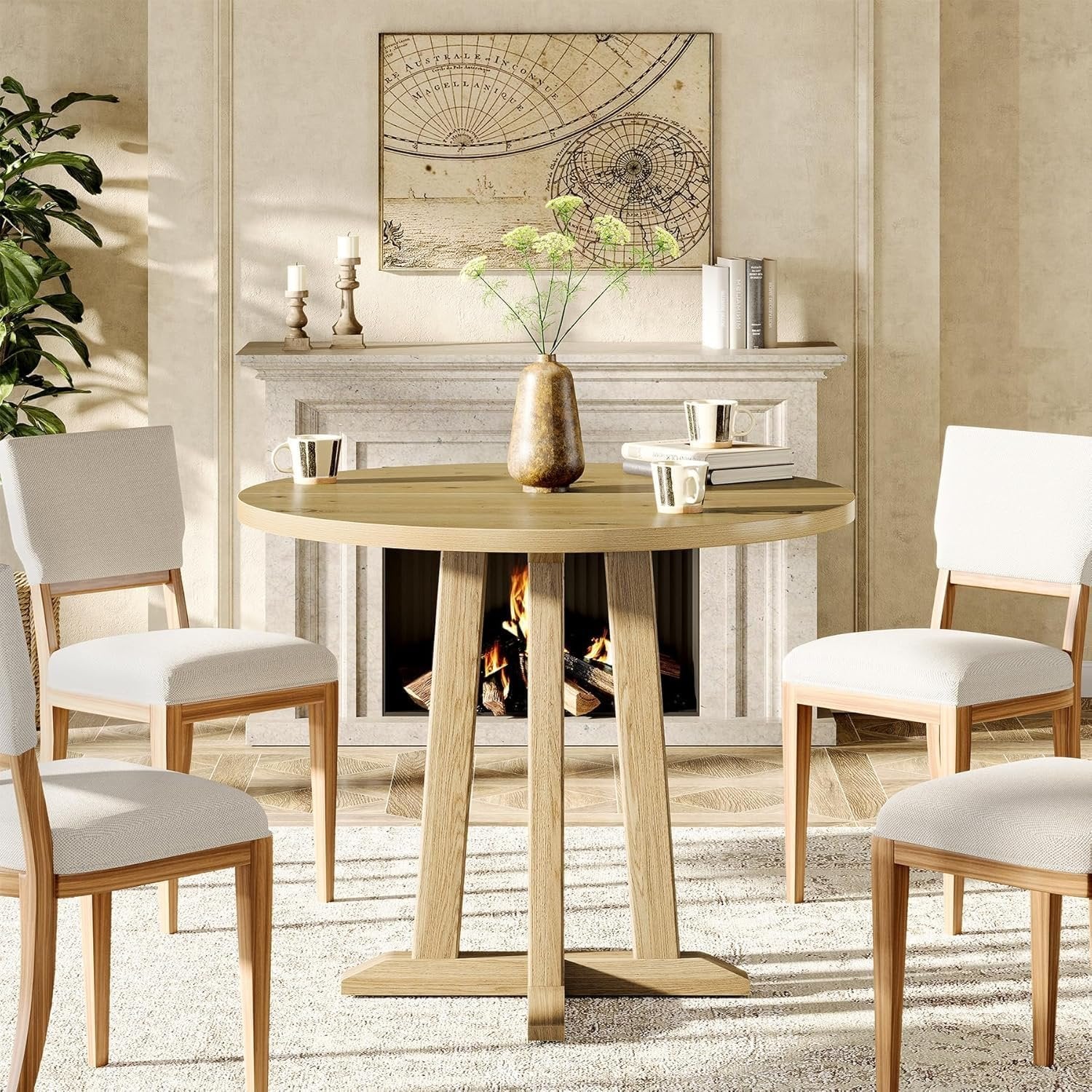 Tribesigns 80 cm Tavolo da pranzo, Tavolo da Cucina rotondo per 2-4 Persone