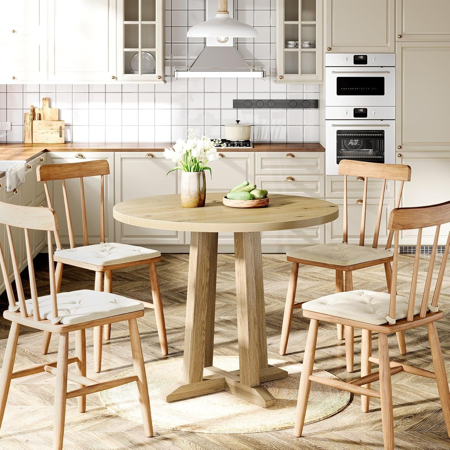 Tribesigns 80 cm Tavolo da pranzo, Tavolo da Cucina rotondo per 2-4 Persone