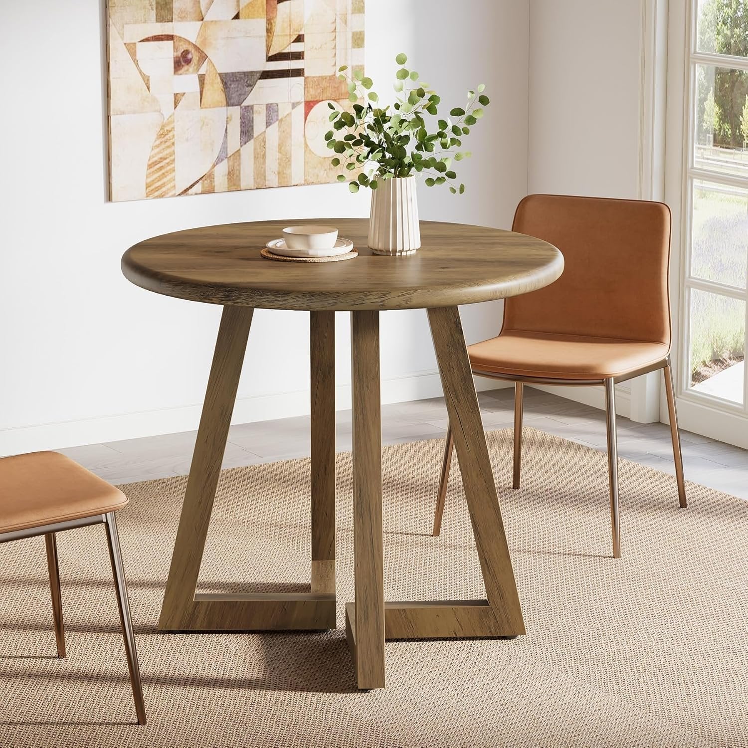 Tribesigns 80 cm Tavolo da pranzo, tavolo da cucina rotondo per 2-4 persone