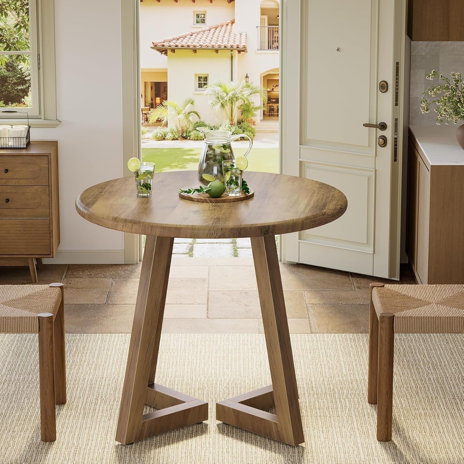 Tribesigns 80 cm Tavolo da pranzo, tavolo da cucina rotondo per 2-4 persone