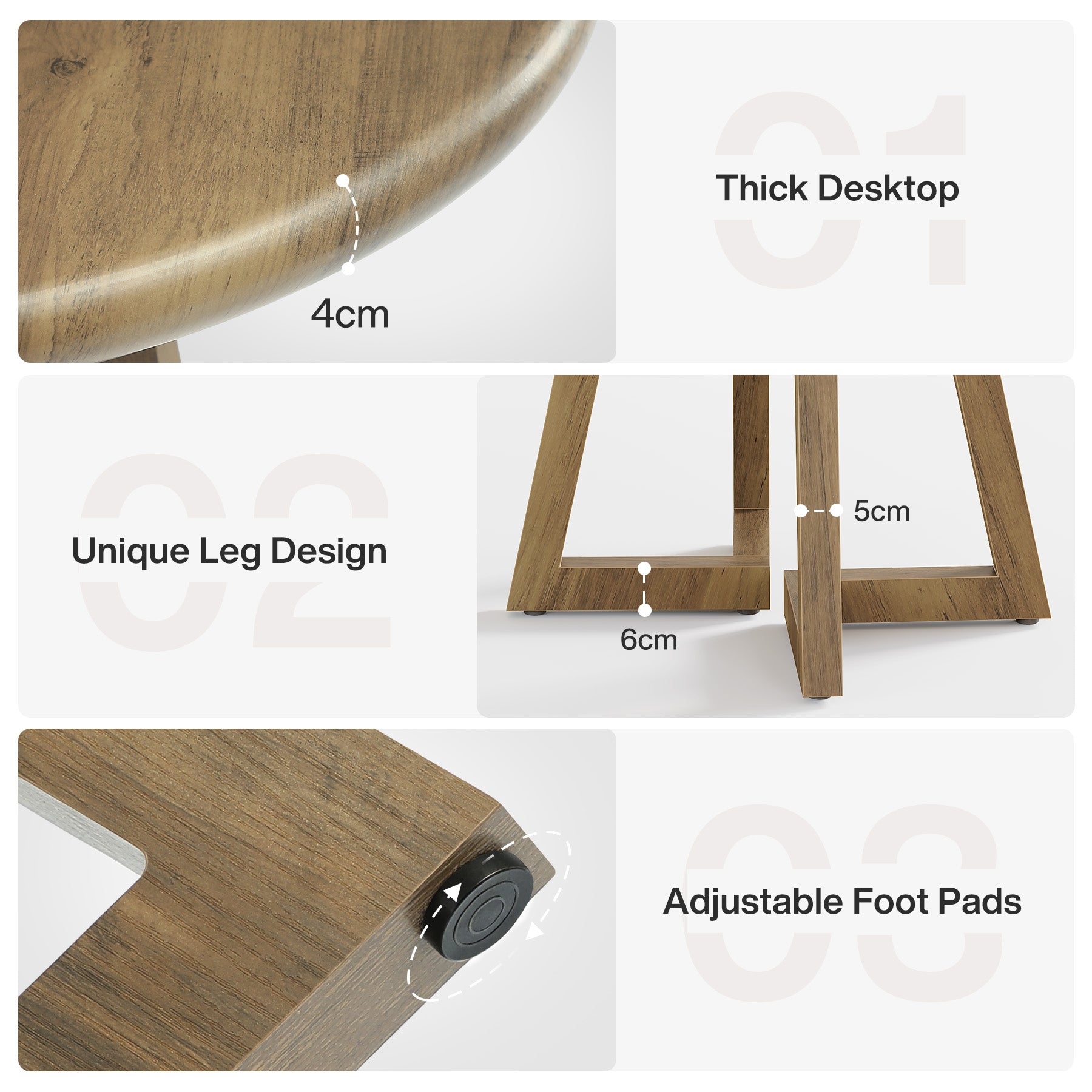 Tribesigns 80 cm Tavolo da pranzo, tavolo da cucina rotondo per 2-4 persone