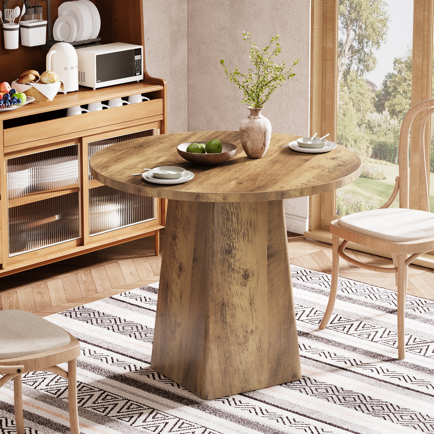 Tribesigns 80 cm Tavolo da pranzo, tavolo da cucina rotondo per 2-4 persone