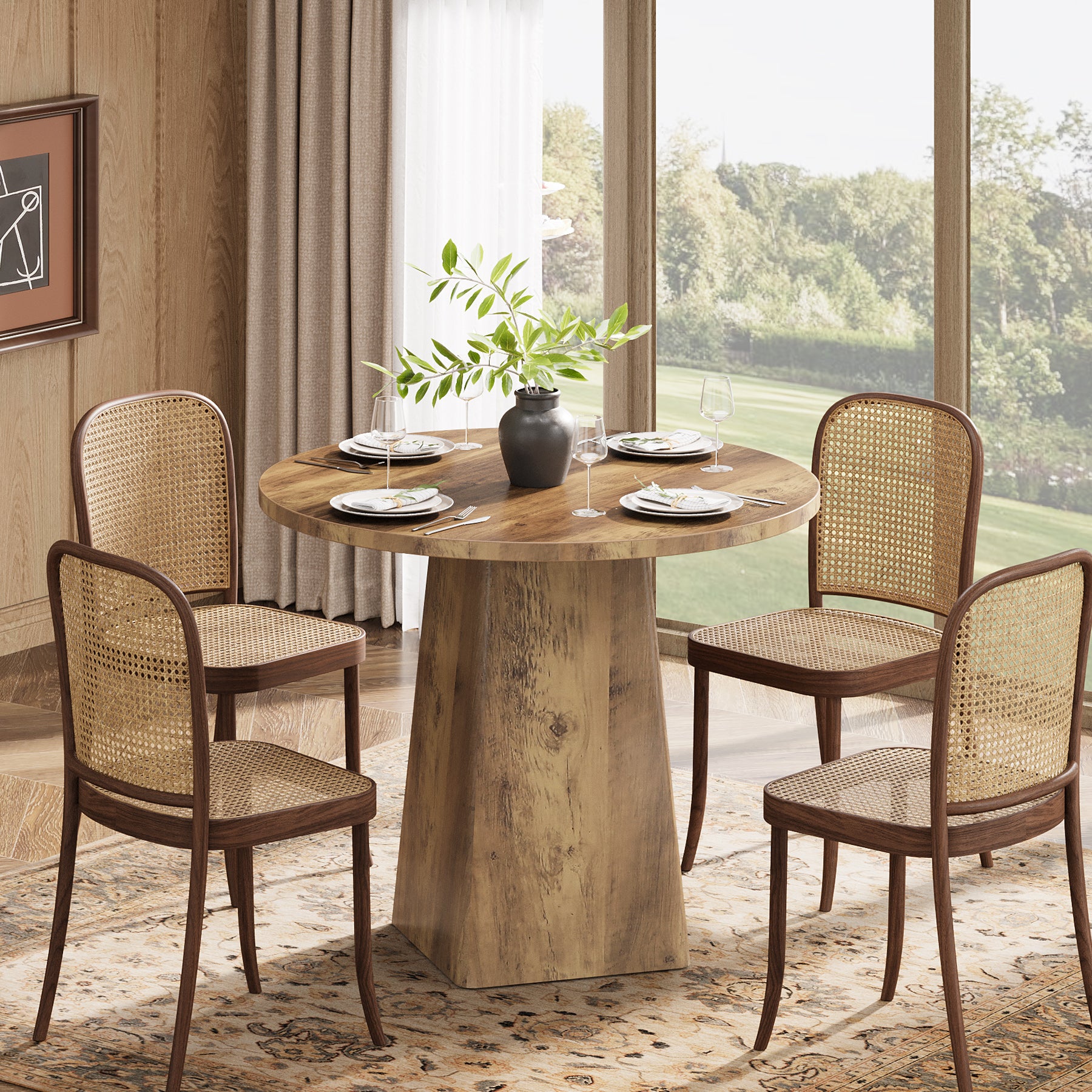 Tribesigns 80 cm Tavolo da pranzo, tavolo da cucina rotondo per 2-4 persone