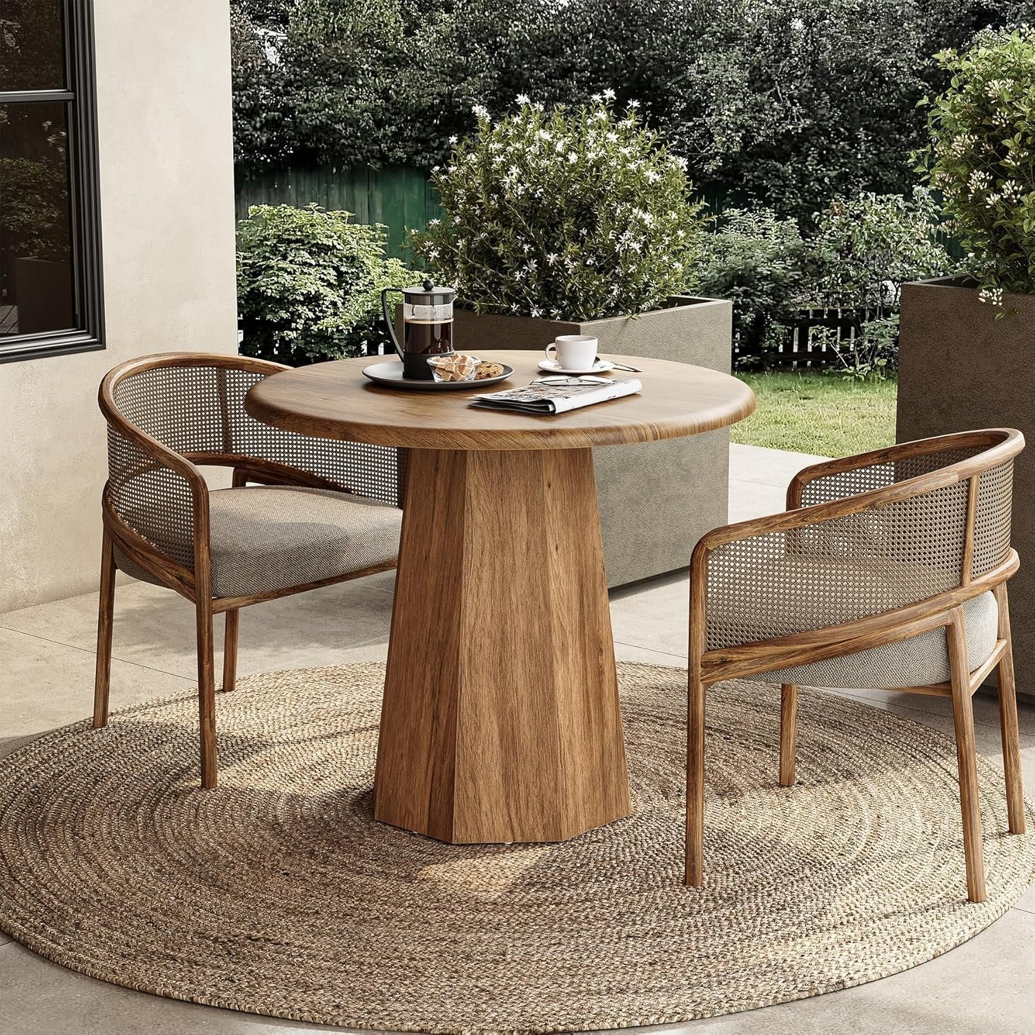 Tribesigns 80 cm tavolo da pranzo, tavolo da cusina rotondo con base ottagonale per 2-4