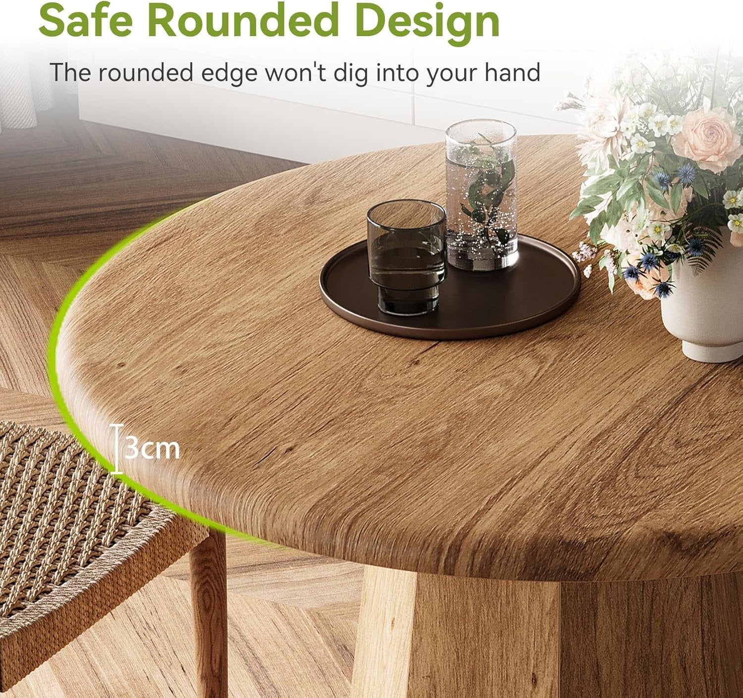 Tribesigns 80 cm tavolo da pranzo, tavolo da cusina rotondo con base ottagonale per 2-4