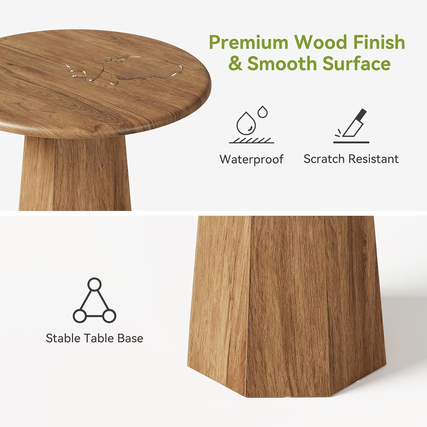 Tribesigns 80 cm tavolo da pranzo, tavolo da cusina rotondo con base ottagonale per 2-4