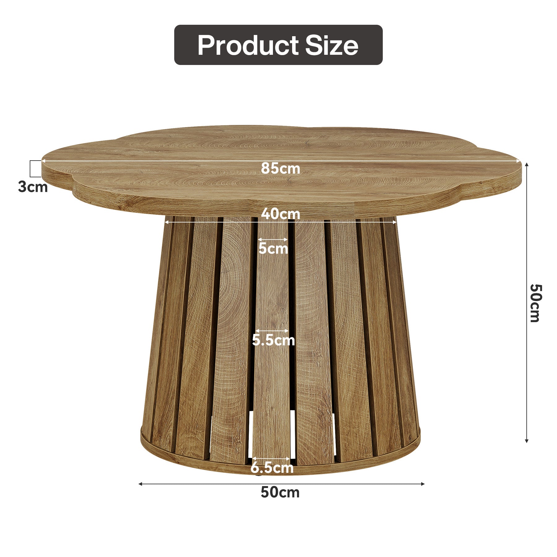 Tribesigns 85 cm Tavolino da salotto, tavolo centrale rotondo con piano a forma di fiore