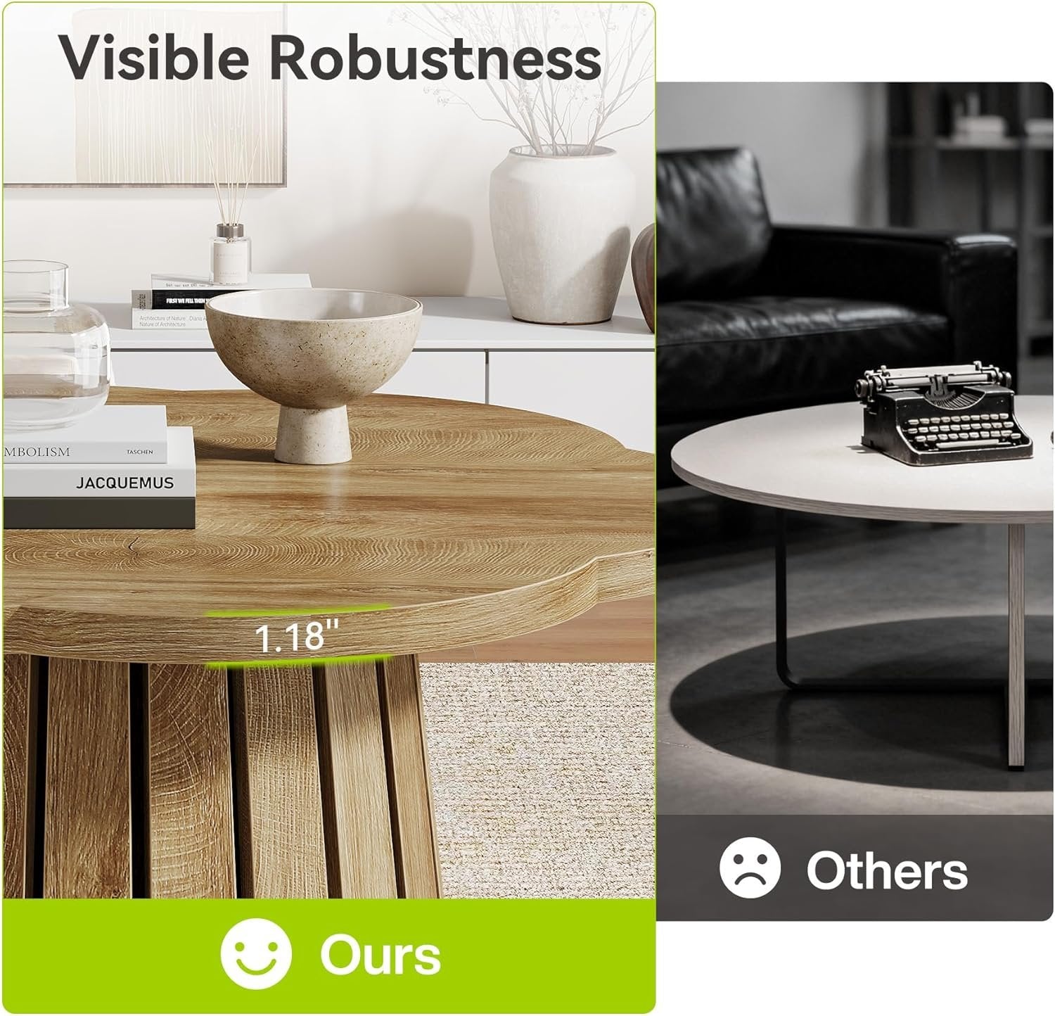 Tribesigns 85 cm Tavolino da salotto, tavolo centrale rotondo con piano a forma di fiore