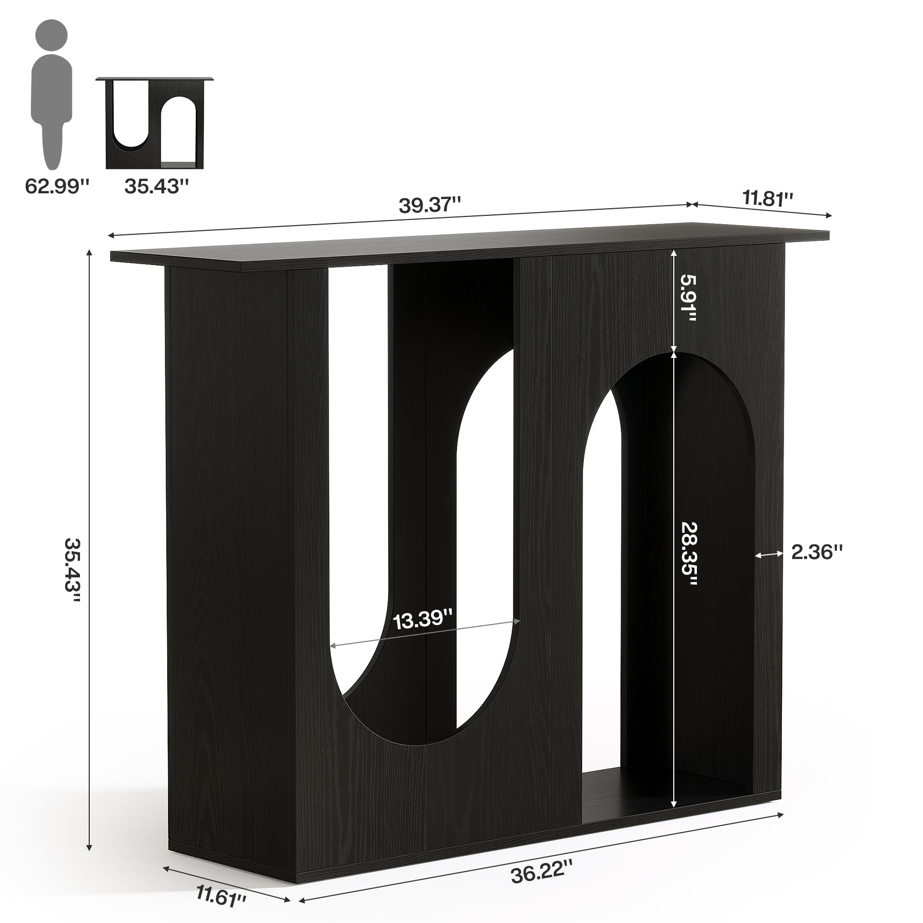 Tribesigns 90 cm Tavolo da divano, moderna sottile consolle dietro per ingresso