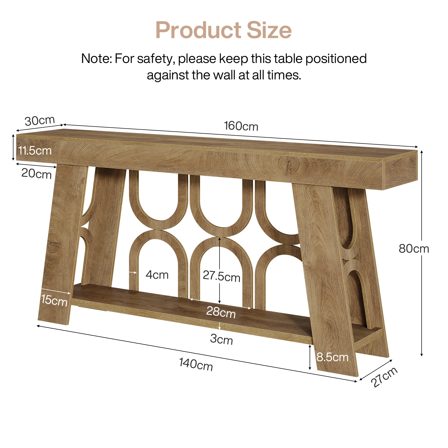 Tribesigns Consolle Ingresso da 160 cm, Tavolo Stretto per Divano con 2 Livelli di Archiviatura