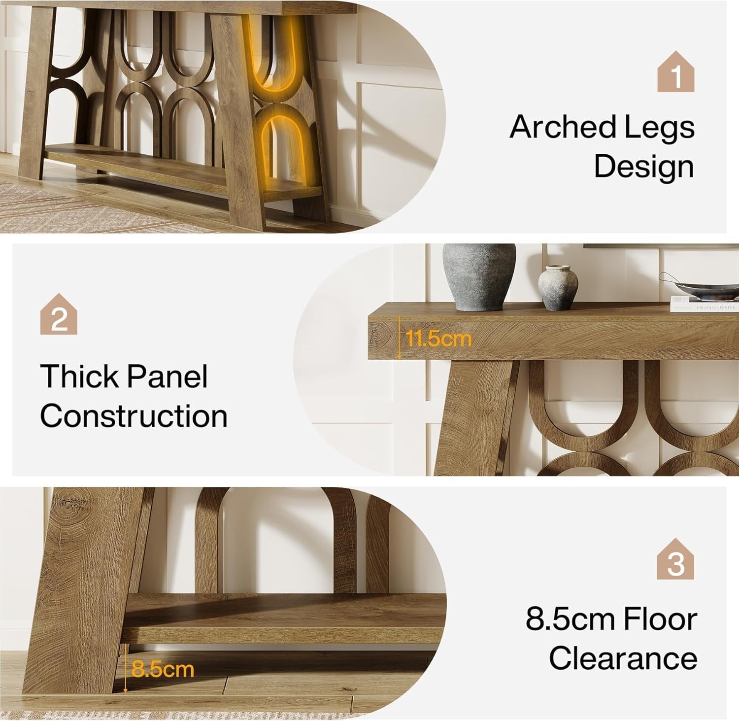 Tribesigns Consolle Ingresso da 160 cm, Tavolo Stretto per Divano con 2 Livelli di Archiviatura