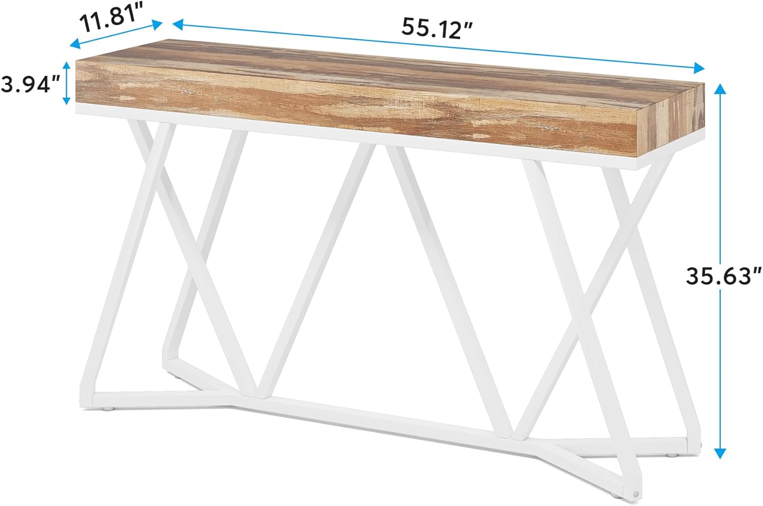 Tribesigns Consolle, Tavolo da ingresso in legno con tavolino da caffè unico con base in metallo