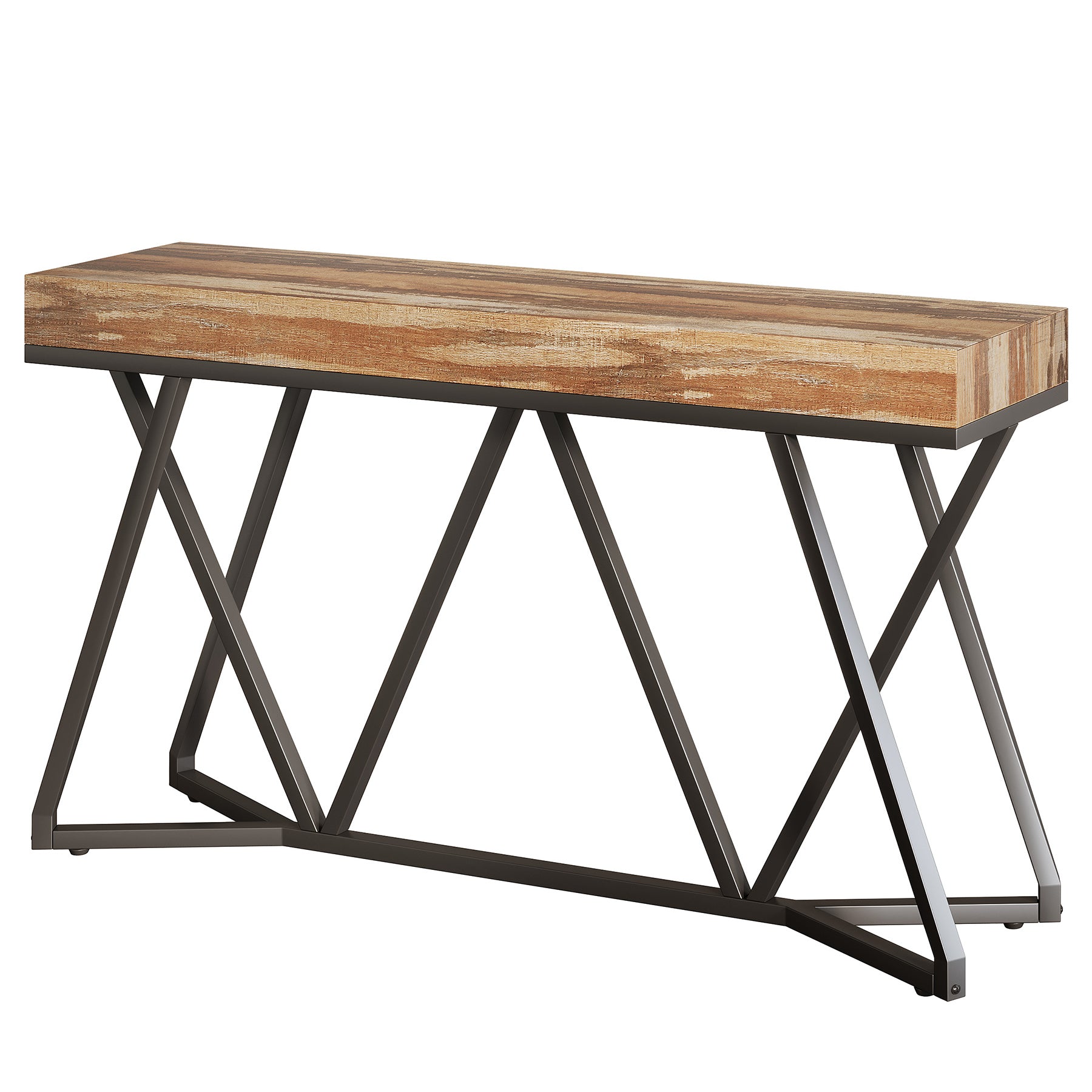 Tribesigns Consolle, Tavolo da ingresso in legno con tavolino da caffè unico con base in metallo