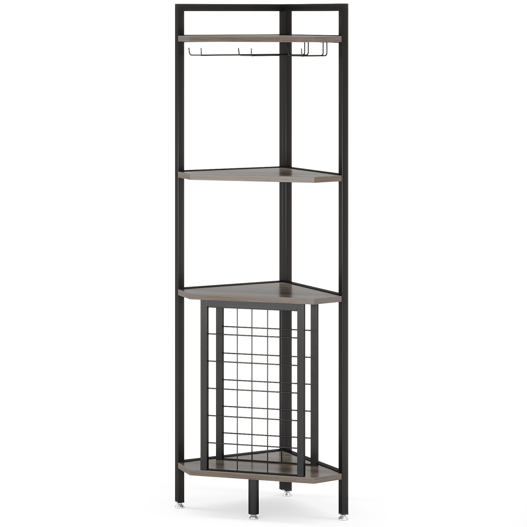 Tribesigns Corner Wine Rack, mobiletto angolare per vino a 4 ripiani con portabicchieri e ripiani