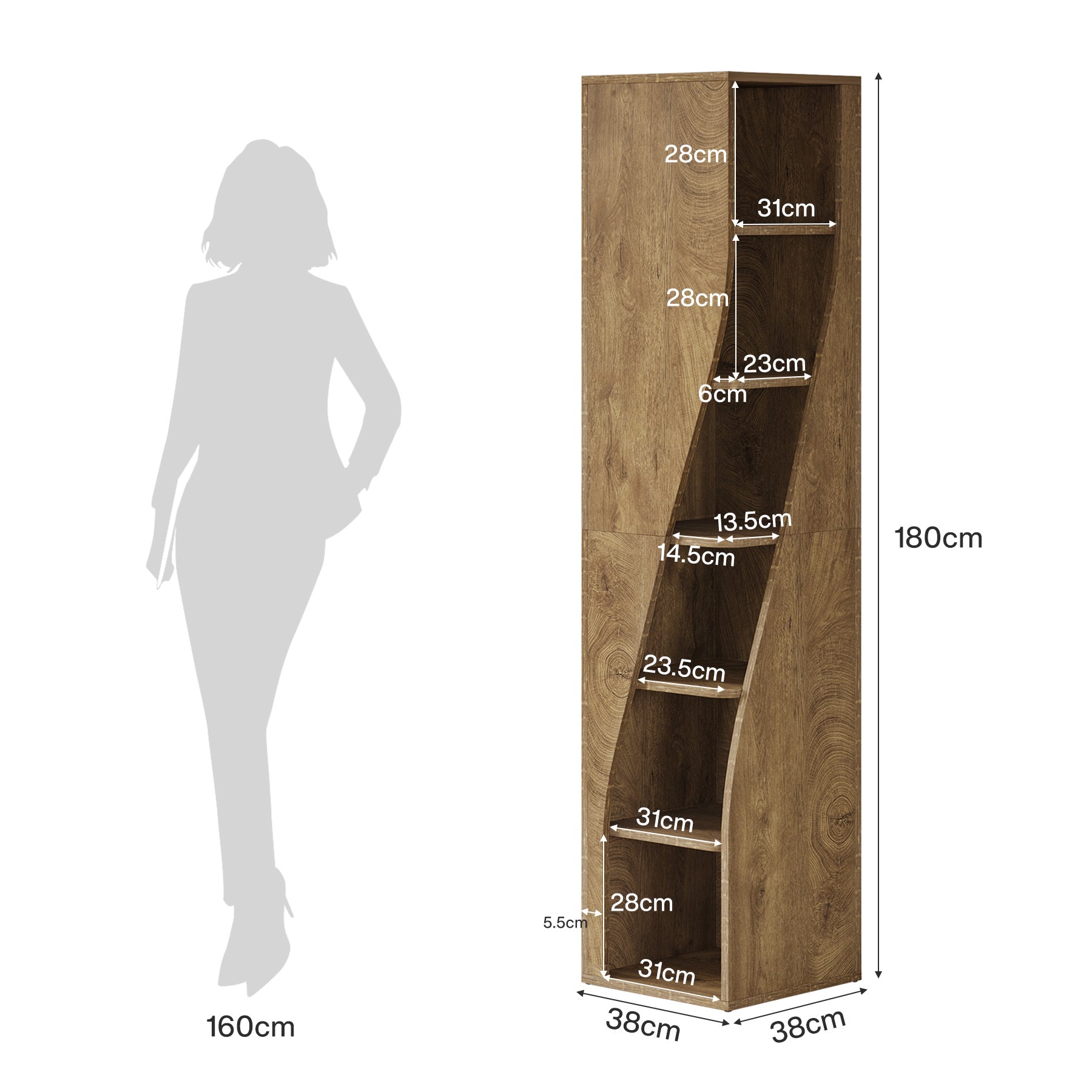 Tribesigns Libreria Angolare, 180 cm Libreria Moderno a 6 Ripiani per Soggiorno