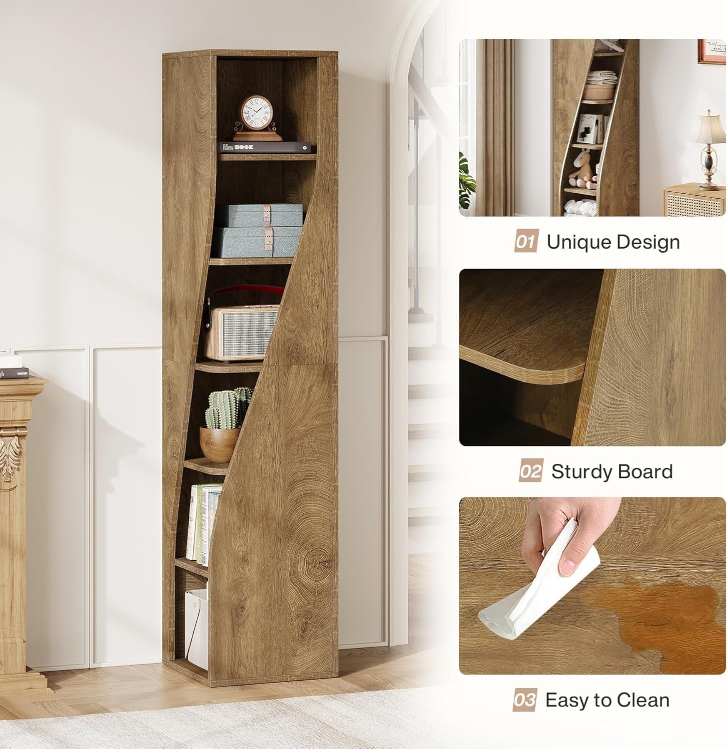 Tribesigns Libreria Angolare, 180 cm Libreria Moderno a 6 Ripiani per Soggiorno
