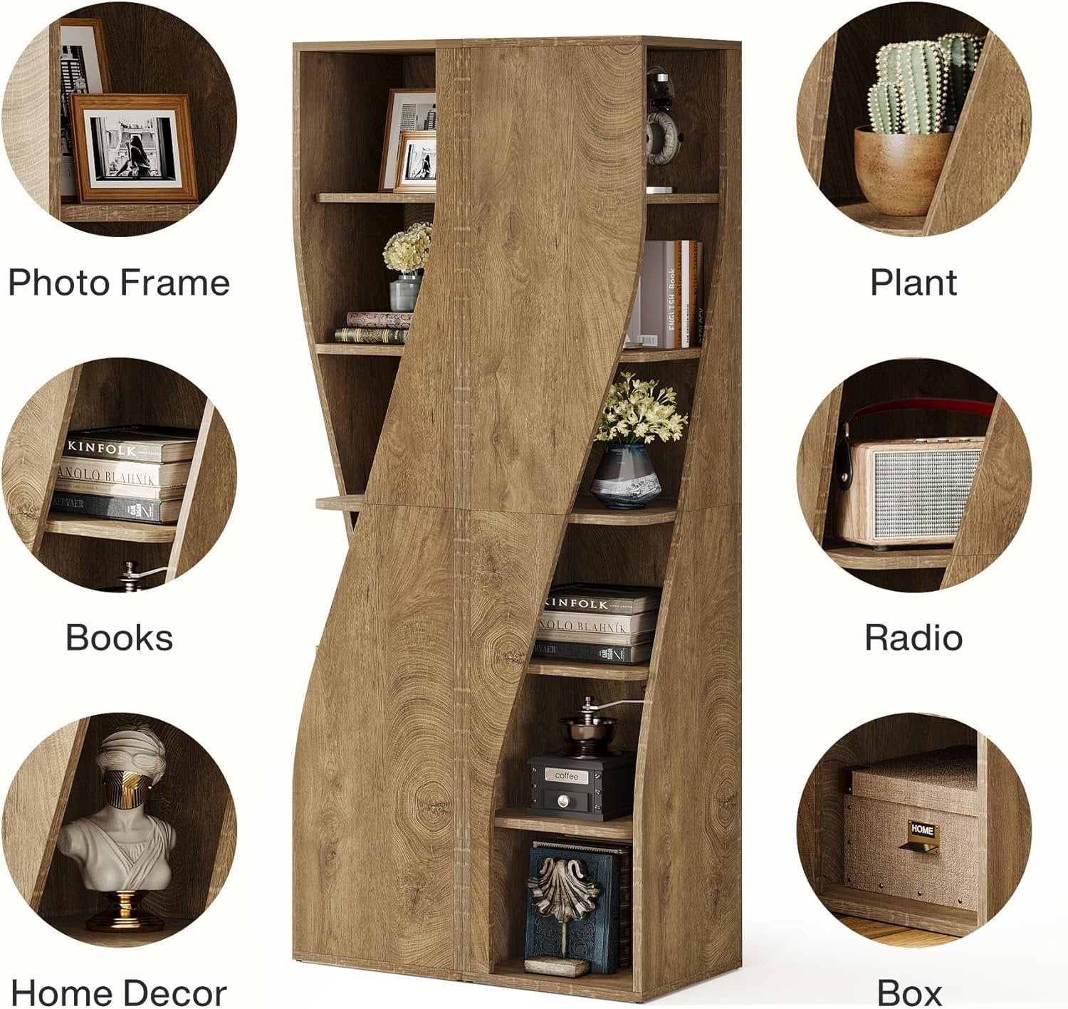 Tribesigns Libreria Angolare, 180 cm Libreria Moderno a 6 Ripiani per Soggiorno