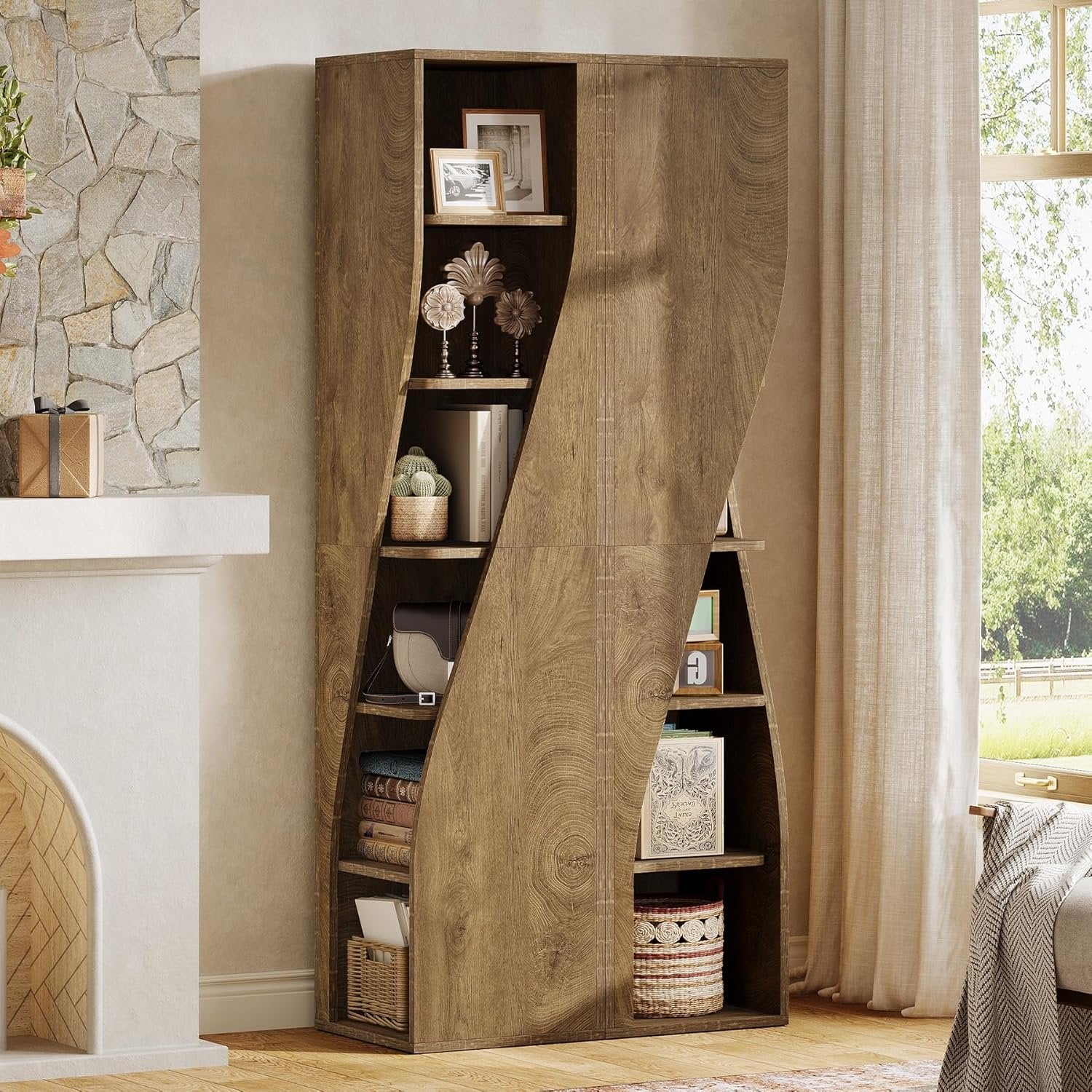 Tribesigns Libreria Angolare, 180 cm Libreria Moderno a 6 Ripiani per Soggiorno
