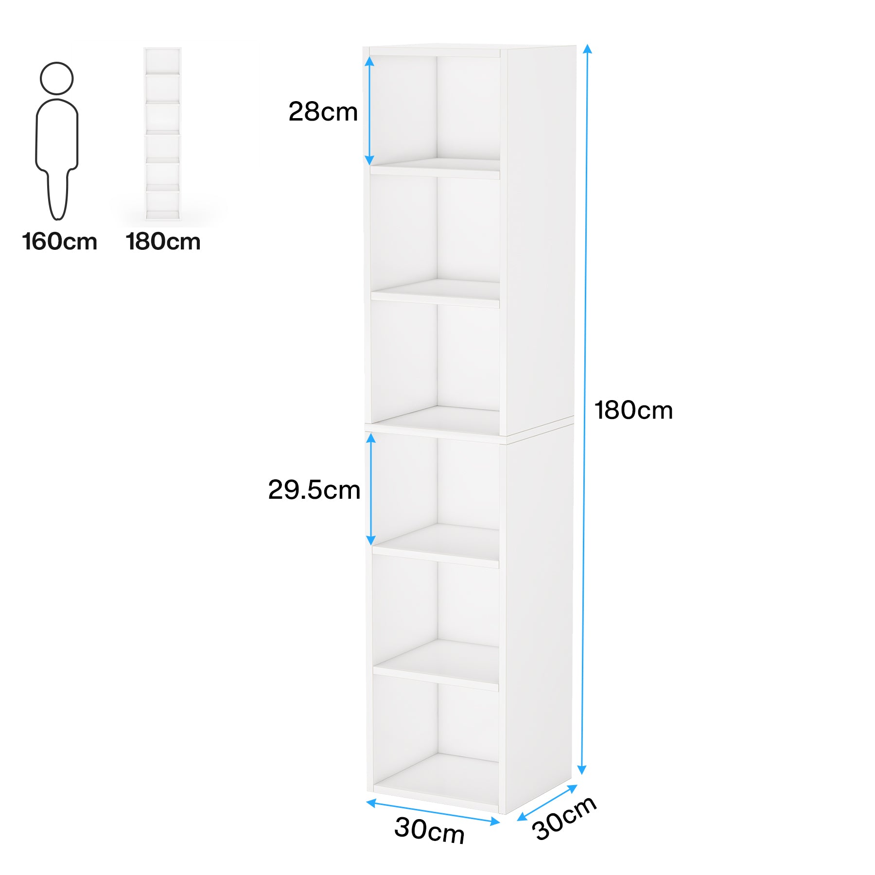 Tribesigns Libreria alta 180 cm, libreria angolare stretta con cubo espositivo a 6 ripiani