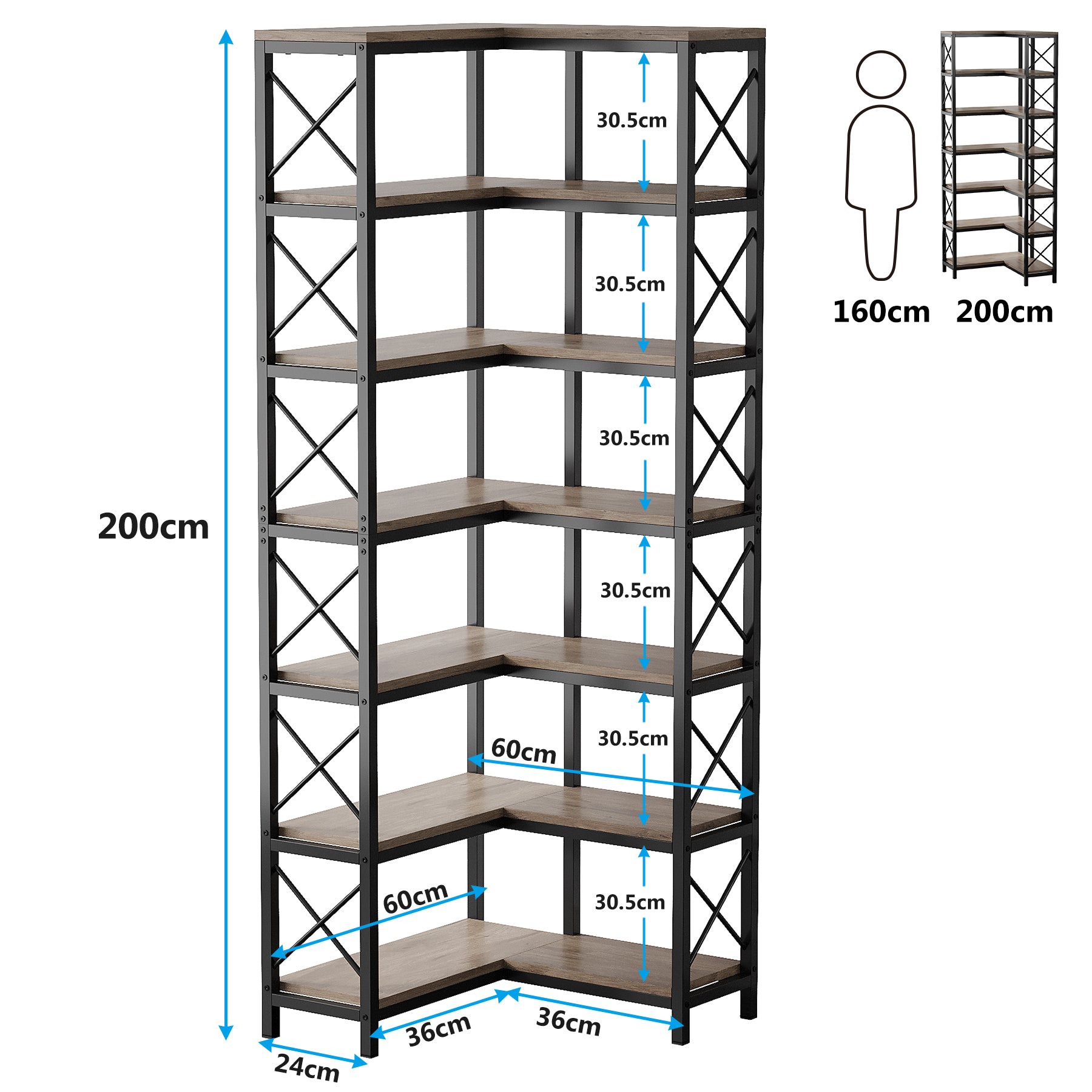 Tribesigns Libreria angolare, Grande scaffale angolare industriale Scaffale angolare da pavimento
