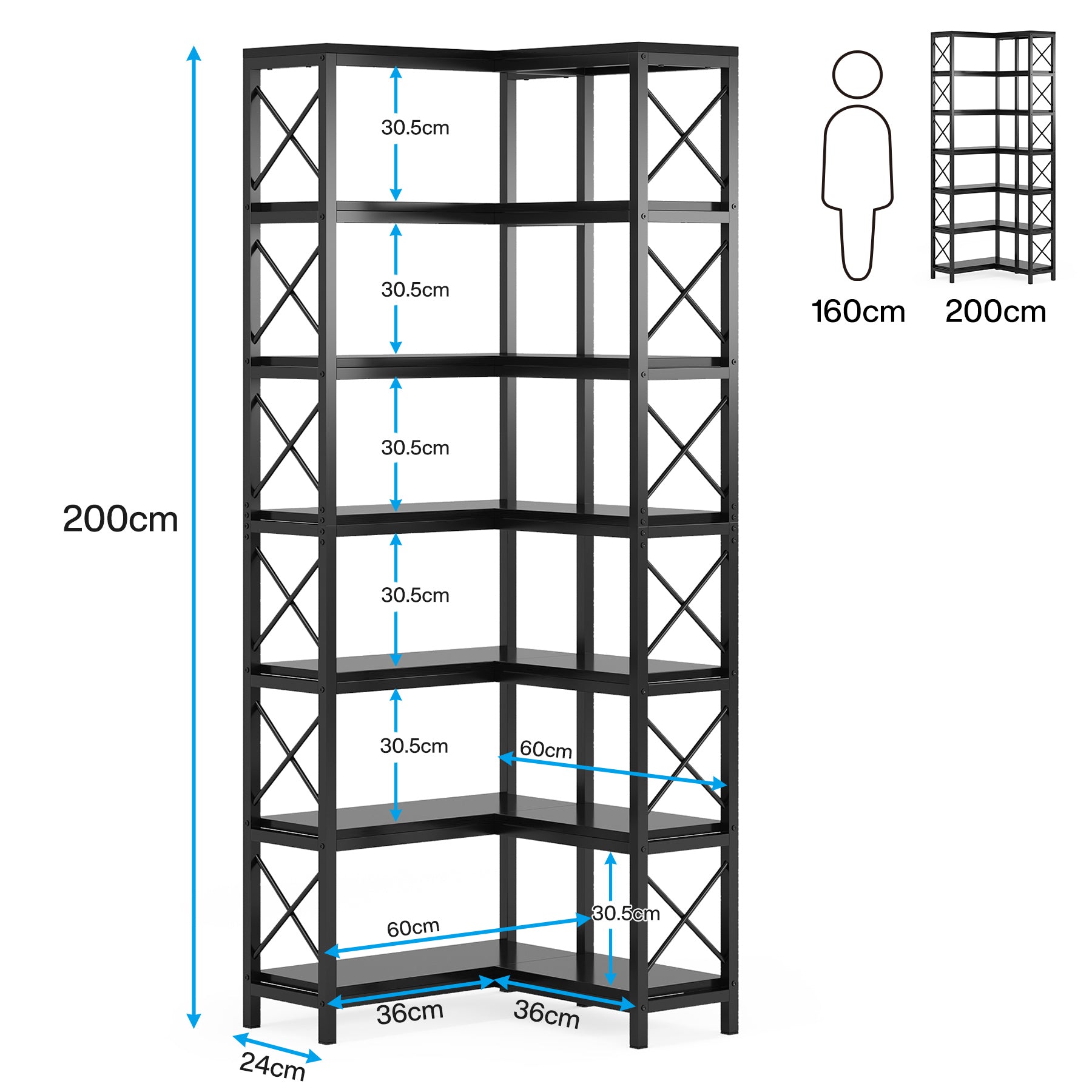 Tribesigns Libreria angolare, Grande scaffale angolare industriale Scaffale angolare da pavimento