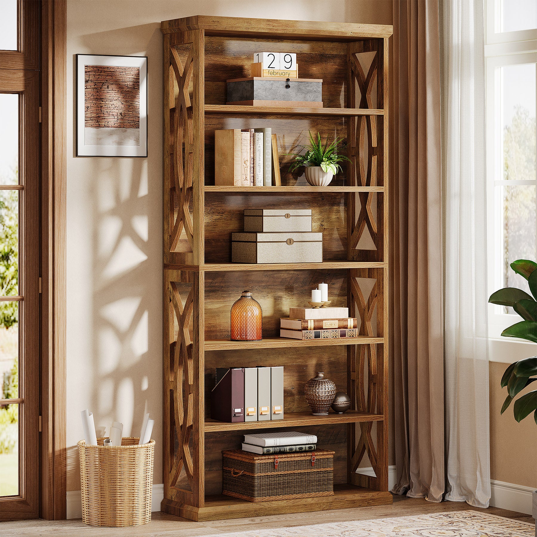 Tribesigns Libreria da 180 cm, libreria etagere indipendente a 6 ripiani per ufficio in casa