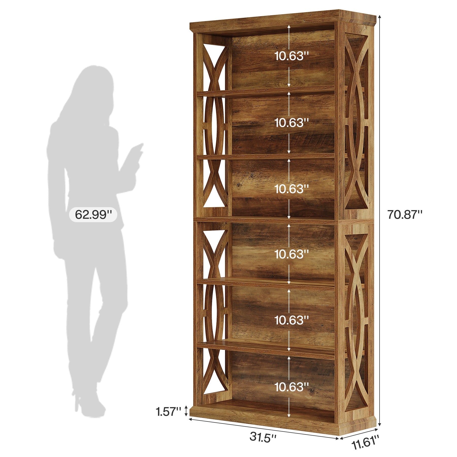 Tribesigns Libreria da 180 cm, libreria etagere indipendente a 6 ripiani per ufficio in casa