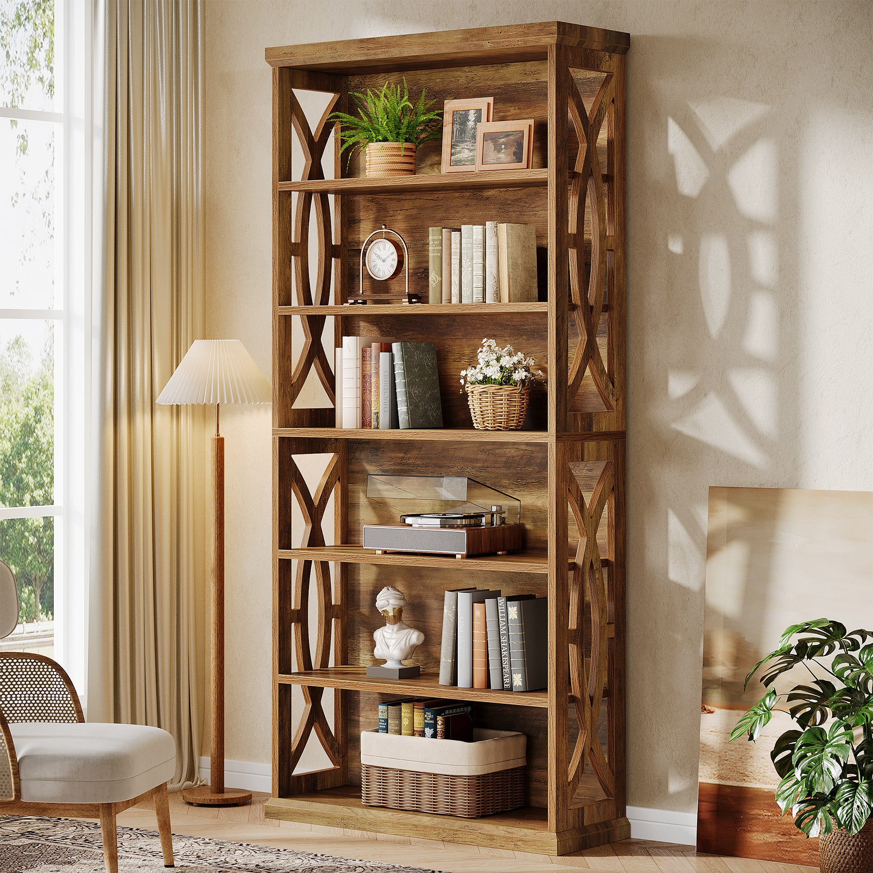 Tribesigns Libreria da 180 cm, libreria etagere indipendente a 6 ripiani per ufficio in casa