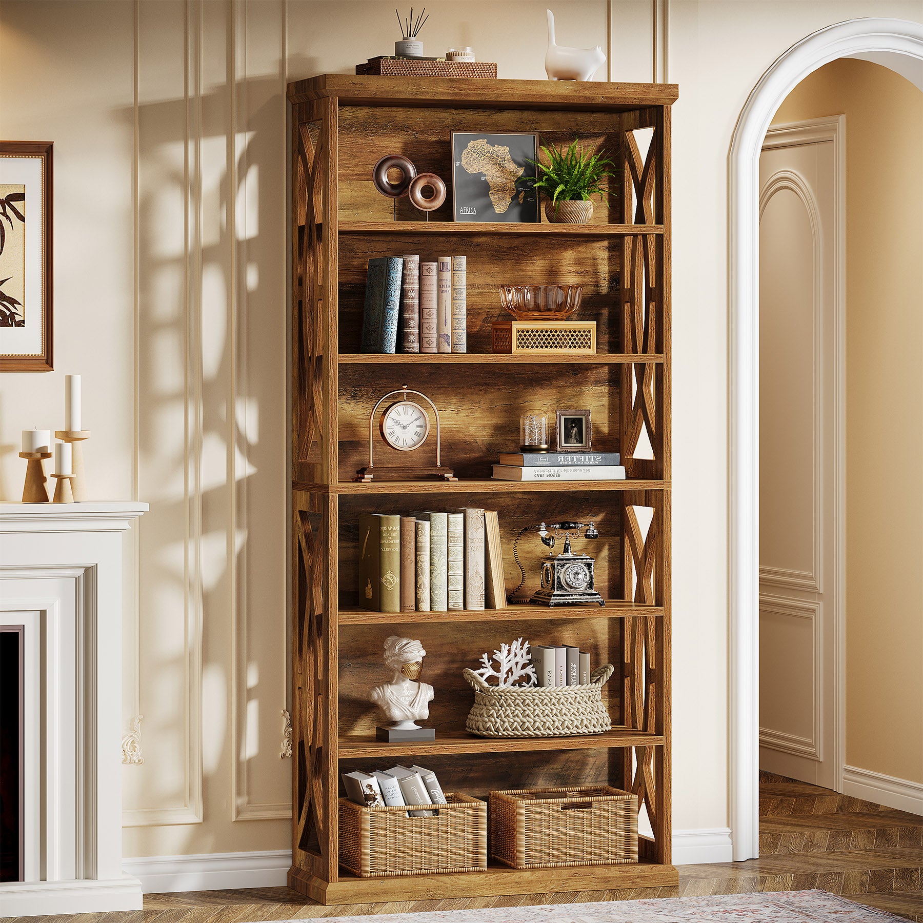 Tribesigns Libreria da 180 cm, libreria etagere indipendente a 6 ripiani per ufficio in casa