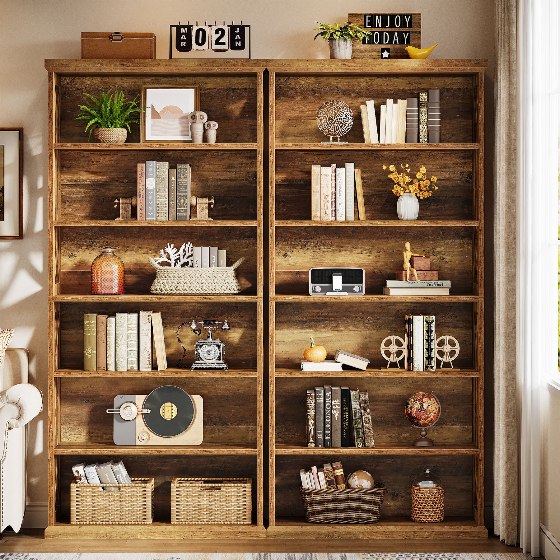 Tribesigns Libreria da 180 cm, libreria etagere indipendente a 6 ripiani per ufficio in casa