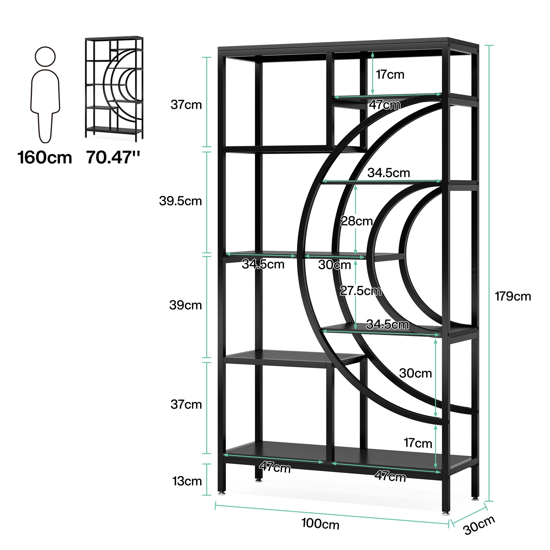 Tribesigns Libreria geometric, Libreria industrial a 8 ripiani  Libreria scaffale rustica con struttura in metallo