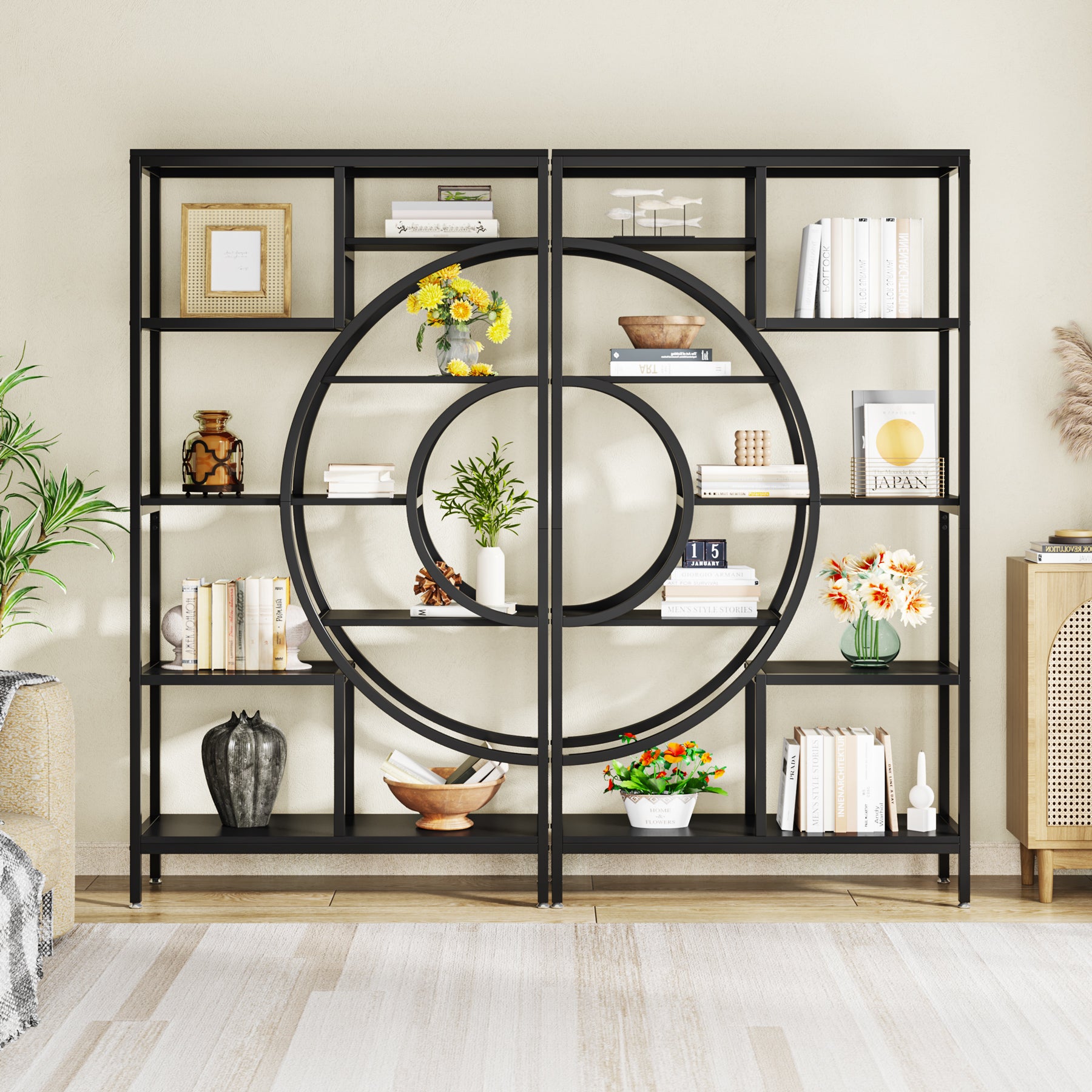 Tribesigns Libreria geometric, Libreria industrial a 8 ripiani  Libreria scaffale rustica con struttura in metallo