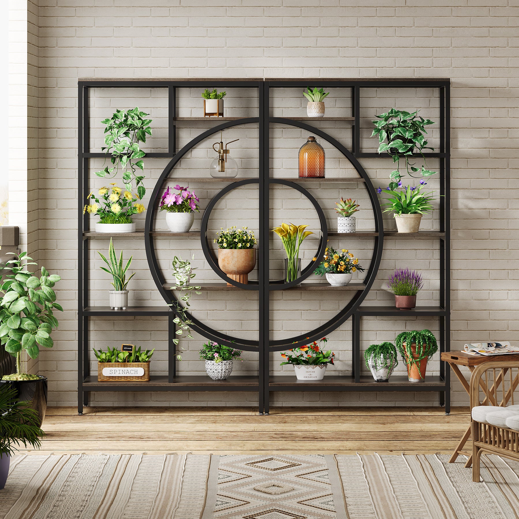 Tribesigns Libreria geometrica, Libreria industrial a 8 ripiani libreria Scaffale rustica con struttura in metallo