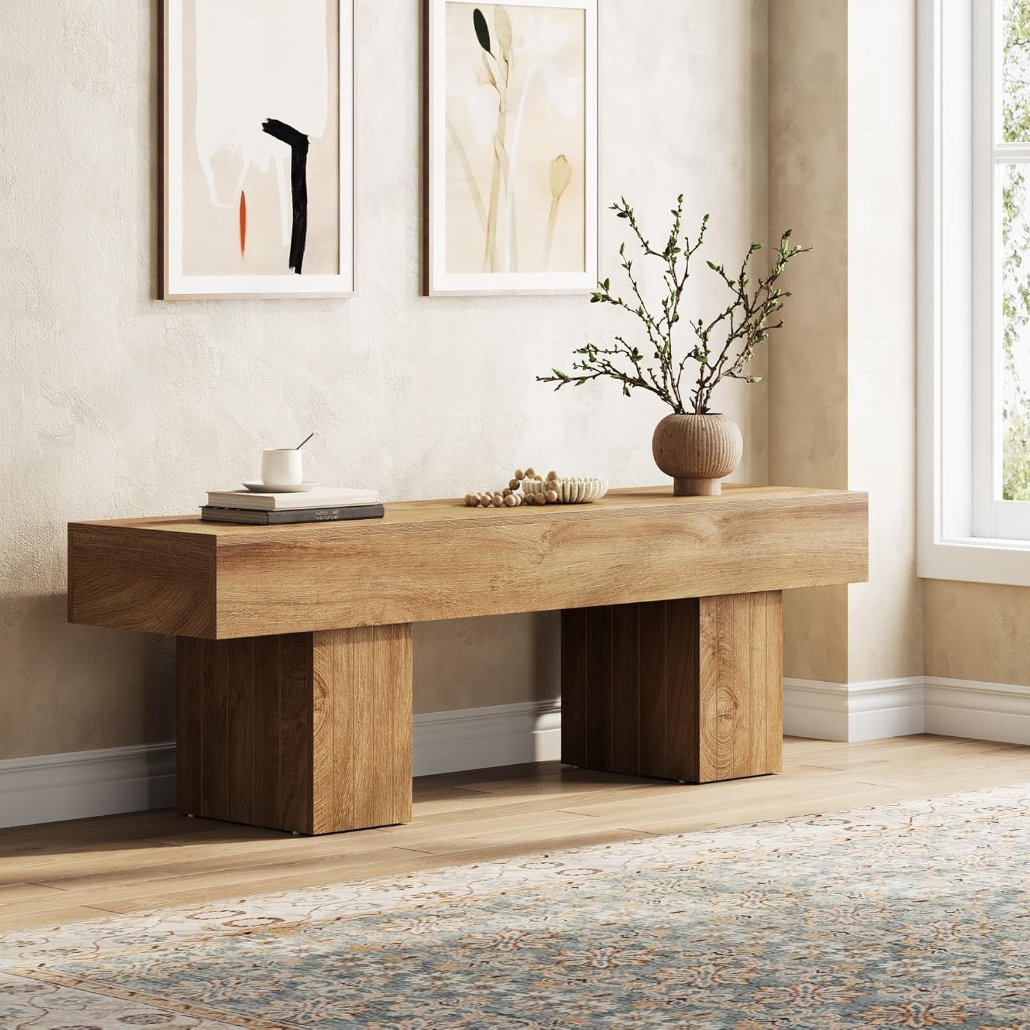 Tribesigns Panchina da 140 cm, panca da ingresso con gambe resistenti