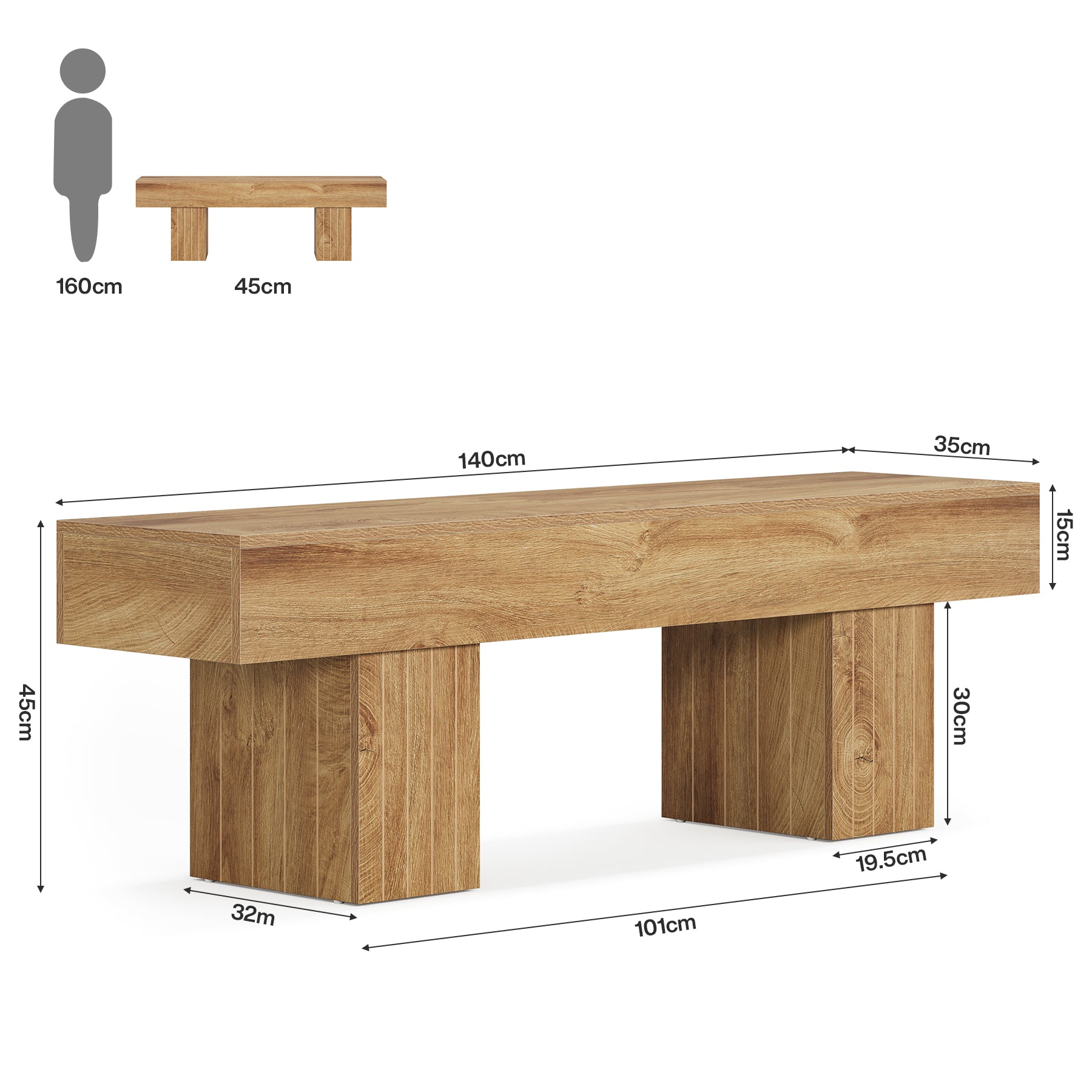 Tribesigns Panchina da 140 cm, panca da ingresso con gambe resistenti