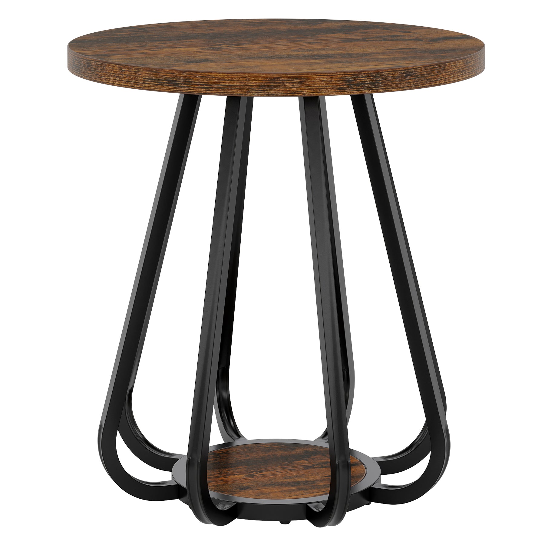 Tribesigns Piccolo tavolino rotondo, tavolino da caffè a 2 livelli con ripiano inferiore