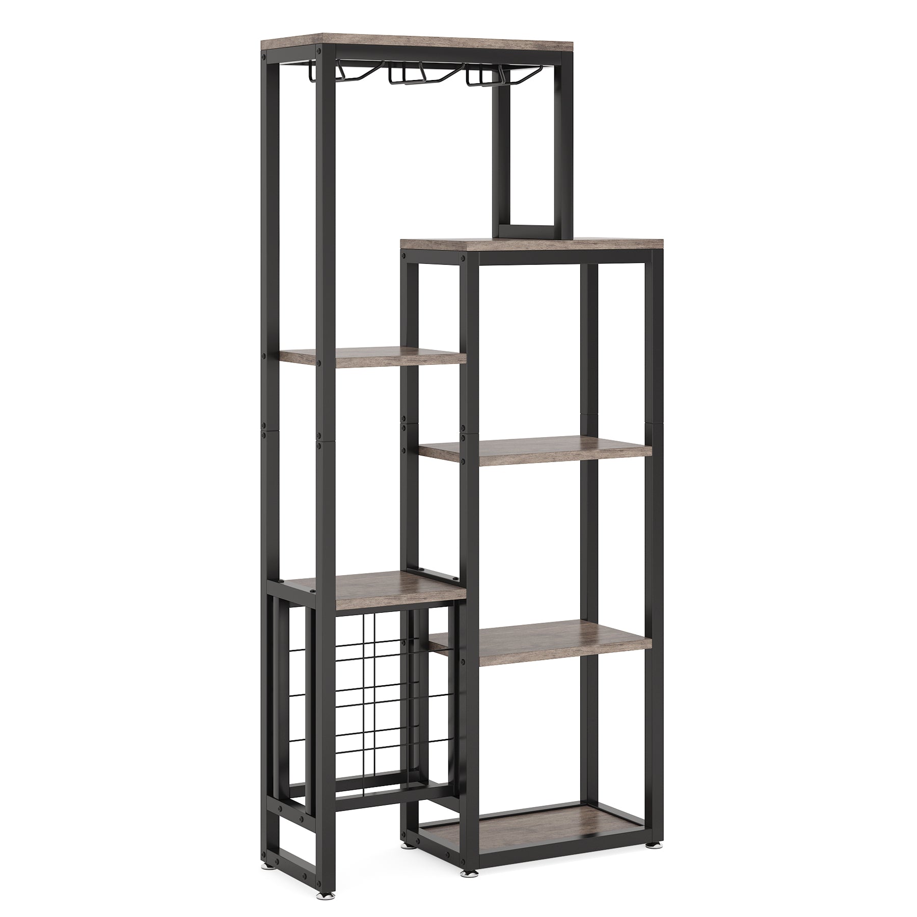 Tribesigns Portabottiglie da vino a 5 ripiani con supporto in vetro e contenitore per vino